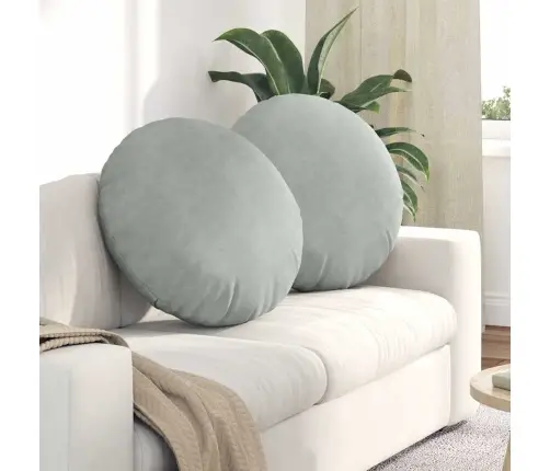 Sėdynių Pagalvėlės 2 Pcs Šviesiai Pilka Ø 40 X 13 Cm Aksomas