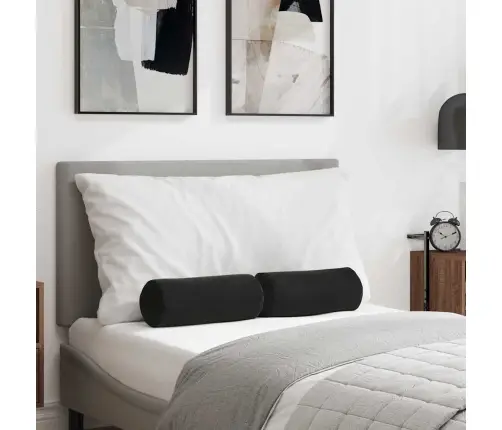 Spilveni 2 Pcs Melna Ø 15 X 40 Cm Korduroja Audums Vidaxl