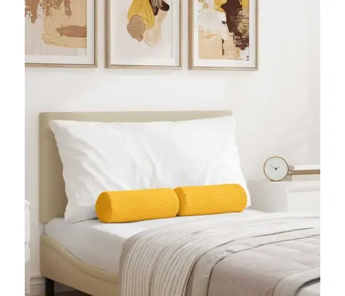 Spilveni 2 Pcs Gaiši Dzeltena Ø 15 X 40 Cm Korduroja Audums Vidaxl