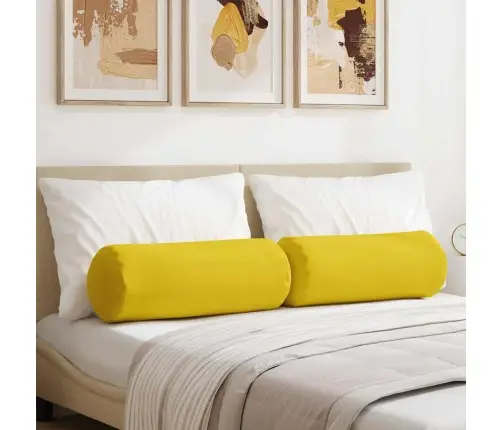 Spilveni 2 Pcs Gaiši Dzeltena Ø 25 X 70 Cm Audums Vidaxl