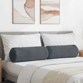 Spilveni 2 Pcs Tumši Pelēks Ø 25 X 70 Cm Korduroja Audums Vidaxl