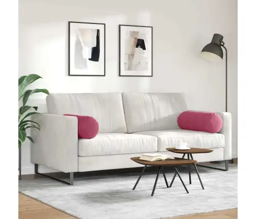 Pagalvės 2 Pcs Vyno Raudona Ø 25 X 70 Cm Kordūrinis Audinys