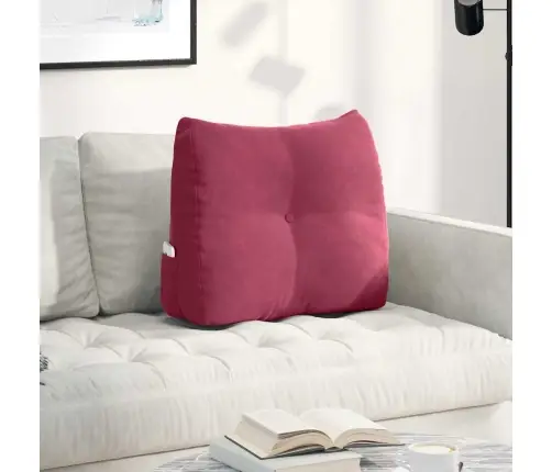 Atpakaļ Spilvens Vīna Sarkans 60 X 24 X 50 Cm Samts Vidaxl