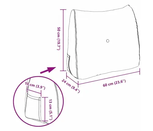 Atpakaļ Spilvens Vīna Sarkans 60 X 24 X 50 Cm Samts Vidaxl