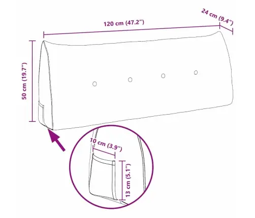 Atpakaļ Spilvens Gaiši Zaļa 120 X 24 X 50 Cm Audums Vidaxl