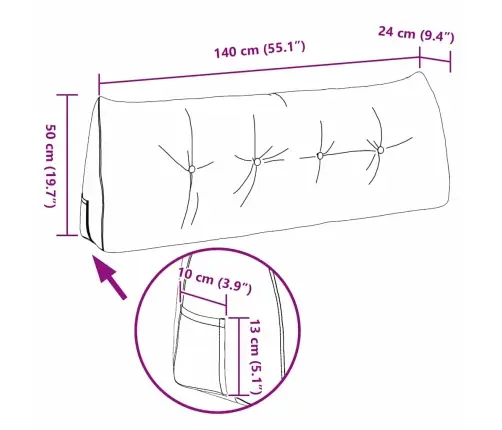 Atpakaļ Spilvens Gaiši Dzeltena 140 X 24 X 50 Cm Audums Vidaxl