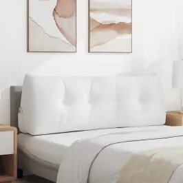 Atpakaļ Spilvens Balts 140 X 24 X 50 Cm Audums Vidaxl