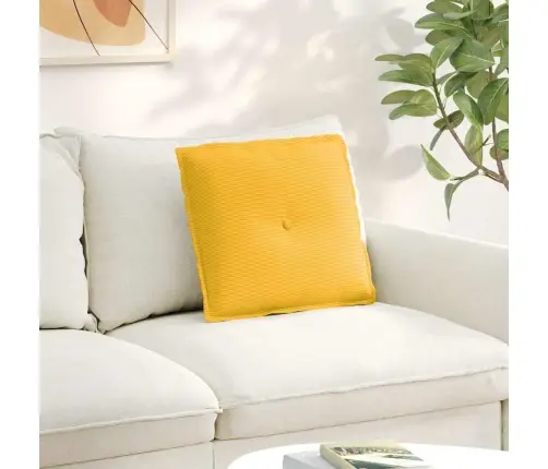 Atpakaļ Spilvens Gaiši Dzeltena 50 X 45 Cm Korduroja Audums Vidaxl