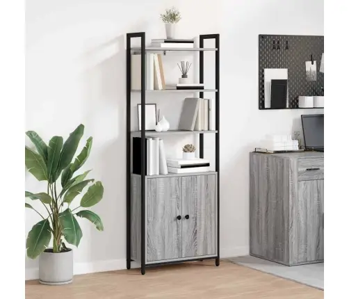 Grāmatplaukts Pelēks Sonoma 60 X 24 X 161 Cm Inženierijas Koks Vidaxl