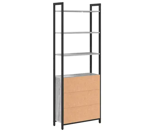 Grāmatplaukts Pelēks Sonoma 60 X 24 X 161 Cm Inženierijas Koks Vidaxl