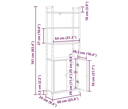 Grāmatplaukts Pelēks Sonoma 60 X 24 X 161 Cm Inženierijas Koks Vidaxl