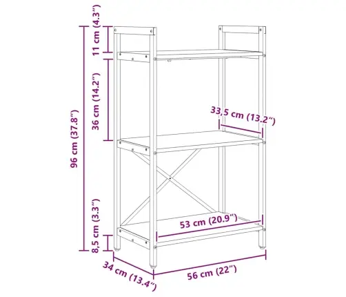 Raamatukapp Vana Puit 56 X 34 X 96 Cm Tehispuit