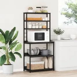 Virtuves Plaukts Melns Ozolkoks 80 X 40 X 168 Cm Vidaxl