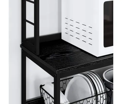 Virtuves Plaukts Melns Ozolkoks 80 X 40 X 168 Cm Vidaxl