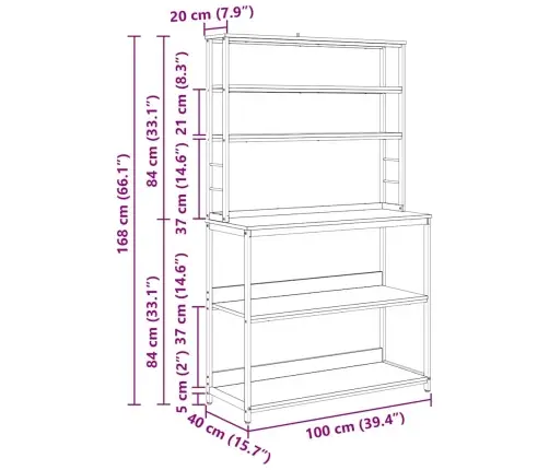 Köögiriiul Vana Puit 100 X 40 X 168 Cm Tehispuit