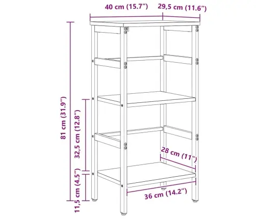 Grāmatu Plaukts Melns Ozolkoks 40 X 29,5 X 81 Cm Vidaxl