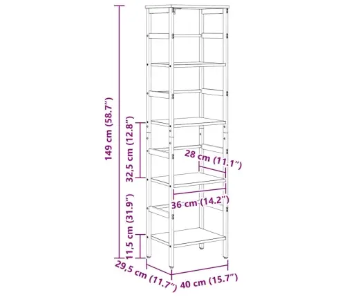 Grāmatu Plaukts Vecs Koks 40 X 29,5 X 149 Cm Inženierijas Koks Vidaxl