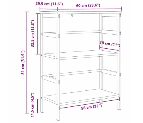 Raamatukapp Suitsetatud Tamm 60 X 29,5 X 81 Cm Tehispuit