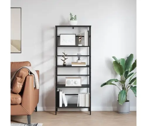 Grāmatu Plaukts Melns Ozolkoks 60 X 29,5 X 149 Cm Vidaxl