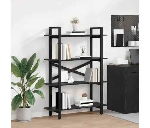 Grāmatu Plaukts Melns Ozolkoks 100 X 33,5 X 140 Cm Vidaxl