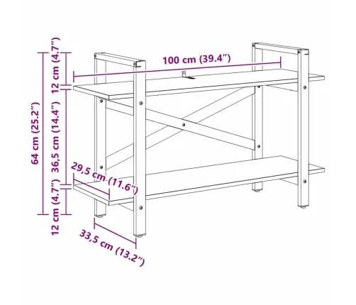 Grāmatu Plaukts Pelēks Sonoma 100 X 33,5 X 64 Cm Vidaxl