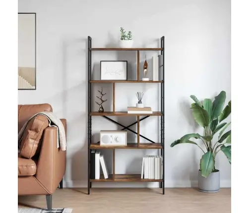 Grāmatu Plaukts Dūmaka Ozols 75 X 30 X 156 Cm Inženierijas Koks Vidaxl