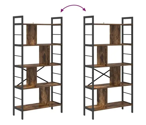 Grāmatu Plaukts Dūmaka Ozols 75 X 30 X 156 Cm Inženierijas Koks Vidaxl