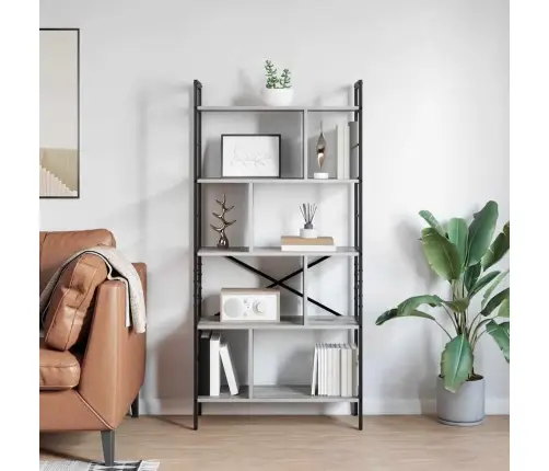 Knygų Lentyna Pilkas Sonoma 75 X 30 X 156 Cm Apdirbta Mediena