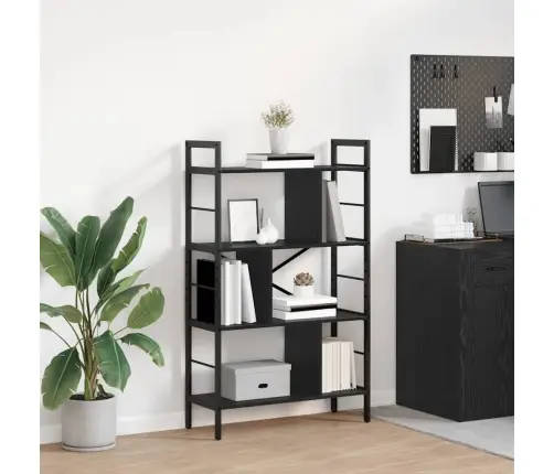 Raamatukapp Must Tamm 75 X 30 X 123,5 Cm Tehispuit