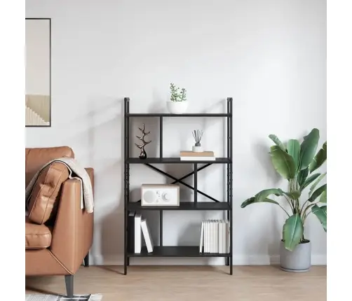 Raamatukapp Must Tamm 75 X 30 X 123,5 Cm Tehispuit