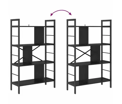 Raamatukapp Must Tamm 75 X 30 X 123,5 Cm Tehispuit