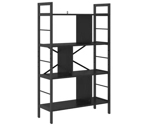 Raamatukapp Must Tamm 75 X 30 X 123,5 Cm Tehispuit