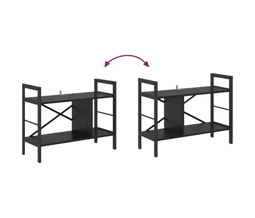 Grāmatu Plaukts Melns Ozolkoks 75 X 30 X 58,5 Cm Vidaxl