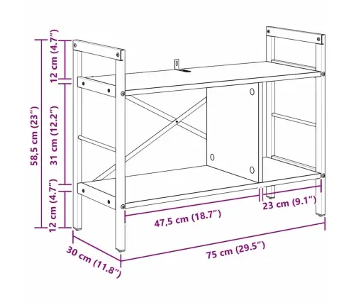 Grāmatu Plaukts Sonoma Ozols 75 X 30 X 58,5 Cm Vidaxl