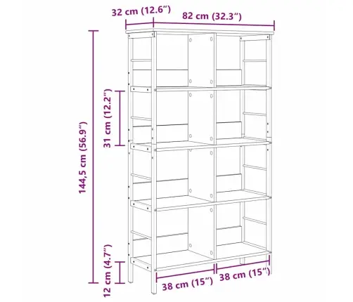 Grāmatu Plaukts Pelēks Sonoma 82 X 32 X 144,5 Cm Vidaxl