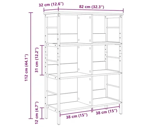 Raamatukapp Sonoma Tamm 82 X 32 X 112 Cm Tehispuit