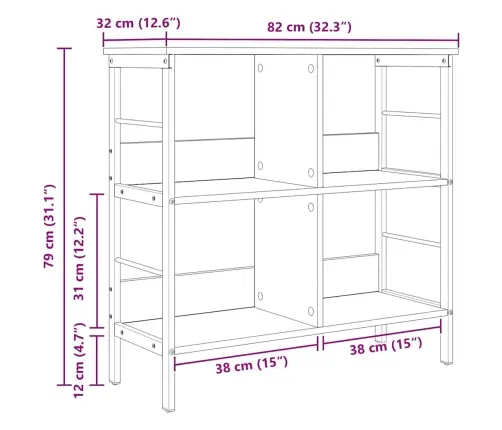 Grāmatu Plaukts Dūmaka Ozols 82 X 32 X 79 Cm Inženierijas Koks Vidaxl