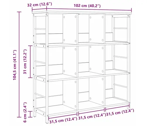 Grāmatu Plaukts Vecs Koks 102 X 32 X 104,5 Cm Inženierijas Koks Vidaxl