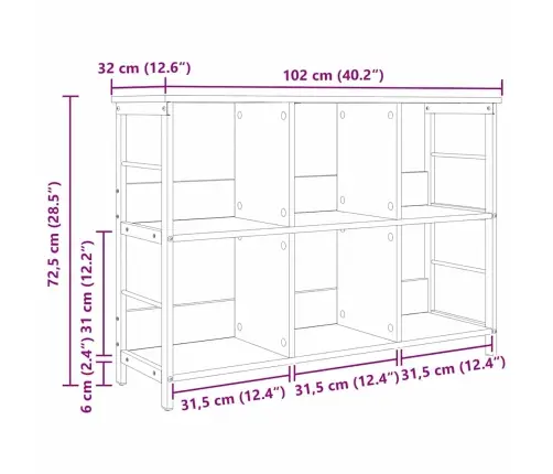 Raamatukapp Suitsetatud Tamm 102 X 32 X 72,5 Cm Tehispuit