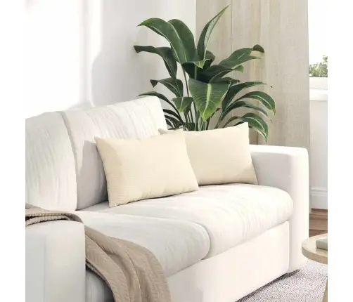 Dīvāna Spilveni 2 Pcs Krēmkrāsa 50 X 30 Cm Korduroja Audums Vidaxl