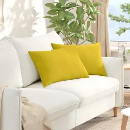 Sofa Pagalvės 2 Pcs Geltona 60 X 40 Cm Kordūrinis Audinys