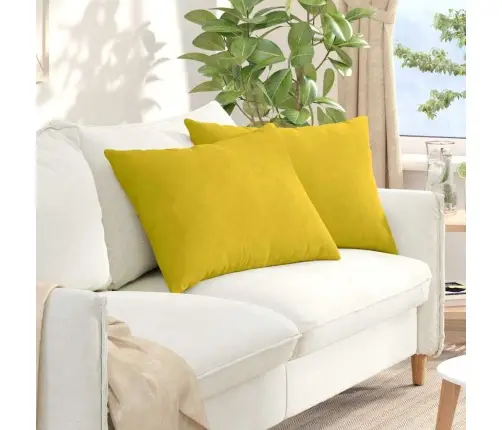 Sofa Pagalvės 2 Pcs Geltona 70 X 50 Cm Kordūrinis Audinys