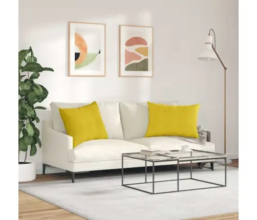Sofa Pagalvės 2 Pcs Geltona 70 X 50 Cm Kordūrinis Audinys