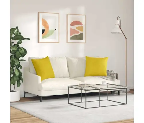 Sofa Pagalvės 2 Pcs Geltona 50 X 50 Cm Kordūrinis Audinys