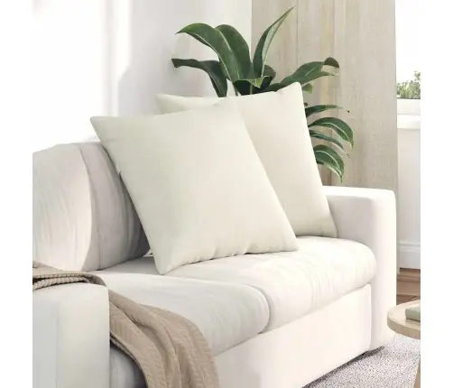 Sofa Pagalvės 2 Pcs Kreminė 80 X 80 Cm Kordūrinis Audinys