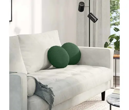 Sēdvietas Spilventiņi 2 Pcs Tumši Zaļš Ø 30 Cm Korduroja Audums Vidaxl