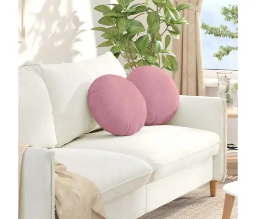 Sēdvietas Spilventiņi 2 Pcs Rozā Ø 40 X 13 Cm Samts Vidaxl