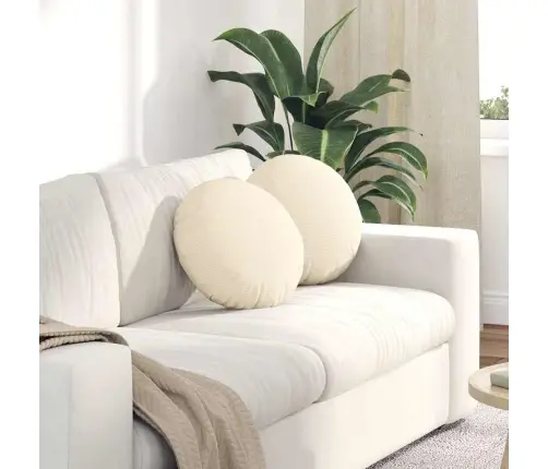 Sēdvietas Spilventiņi 2 Pcs Krēmkrāsa Ø 40 Cm Korduroja Audums Vidaxl