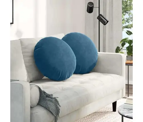 Istumispatjad 2 Pcs Sinine Ø 40 X 13 Cm Samet