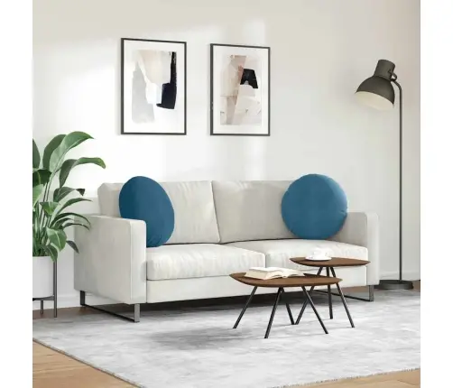 Istumispatjad 2 Pcs Sinine Ø 40 X 13 Cm Samet